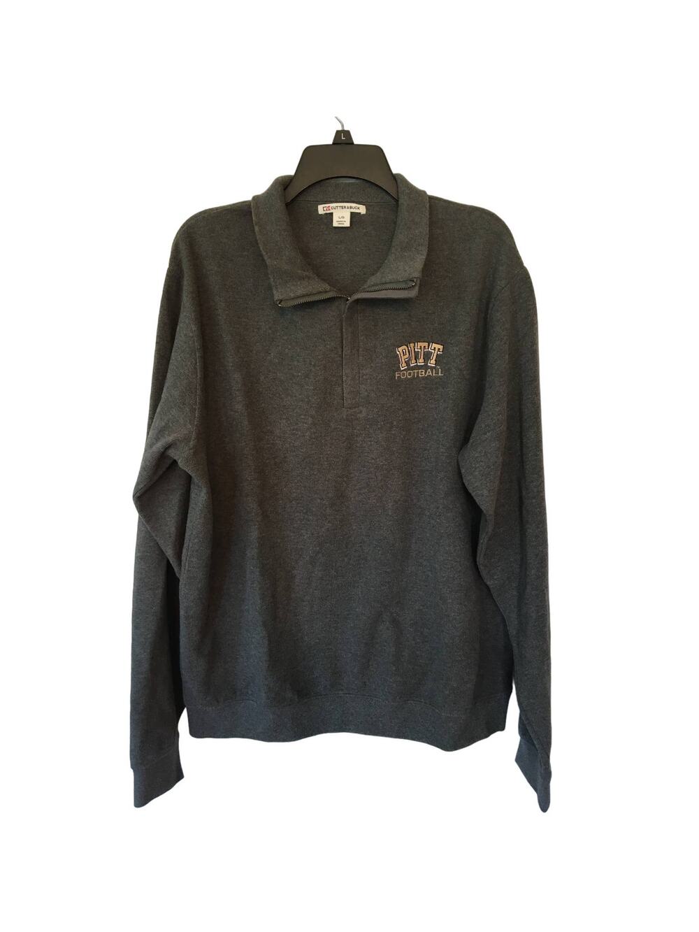 Cutter & Buck L Pittsburg Pitt Football Long Sleeve 1/4 Zip Pull Over Sweatshirt